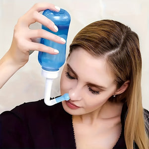 Bottiglia per Lavaggio Nasale: 300/500ml Bottiglia per Risciacquo Sinusale Neti Pot per Adulti Senza BPA - Cura del Naso, Rinite, Allergie Nasali, Assistenza per Raffreddore e Influenza