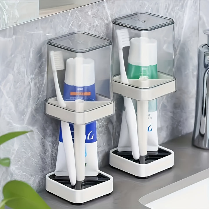 Toothbrush Holder with Cup, Suitable for Ordinary Toothbrush, Can Store Toothpaste, Three Teeth Brush And Toothpaste Holder, Suitable for Electric Toothbrush, Dental Floss, Razor Countertop Storage
