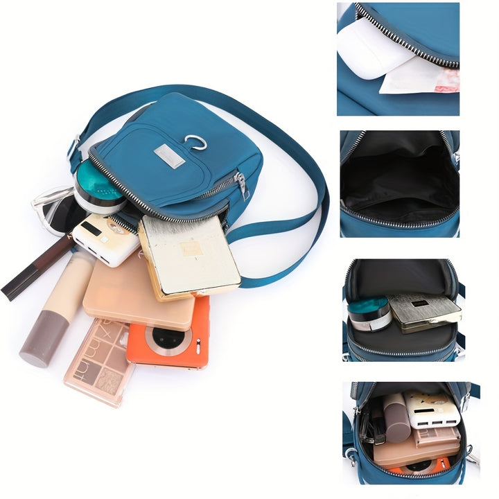 OGEHUAFEE Women'S Fashionable Mini Crossbody Bag - Lightweight, Adjustable Strap, Zipper Closure, Waterproof Nylon, Multiple Compartments, External Headphone Port, Casual Style, Hand Washable, Casual Accessory | Minimalist De