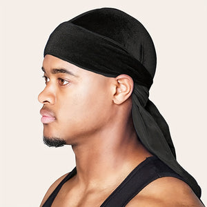 Velvet Durags for Men and Women - Soft and Comfortable Shower Cap with Long Tail and Wide Straps - Perfect for Protecting Hair and Styling - Bathroom Accessories