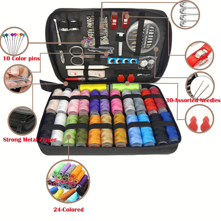 [BOBODE Sewing Kit] BOBODE 43/104pcs Sewing Kit - 24-Color Threads, Needle and Thread Kit for Small Fixes, Basic Mini Travel Sewing Kit for Emergency Repairs, Color: Black, No Printing