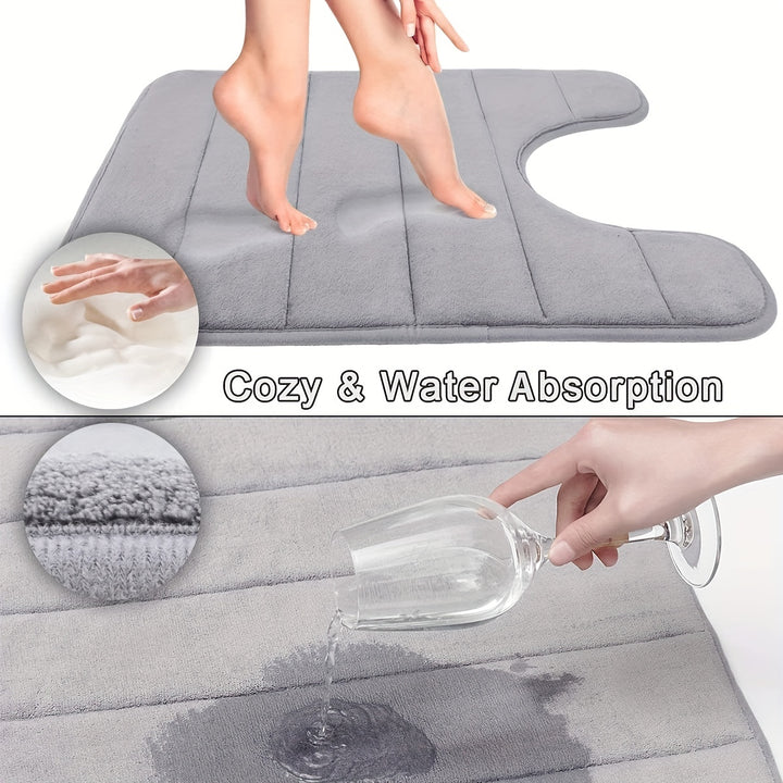 Soft and Comfortable 1pc Memory Foam U-Shaped Bath Rug - Super Absorbent and Anti-Skid Bathmat - Bathroom Accessories and Decor for Fall