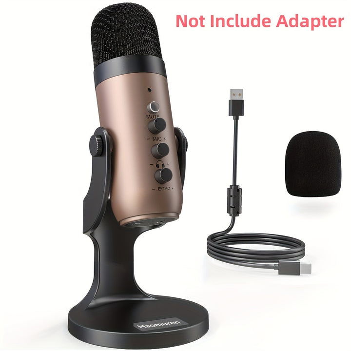 USB Microphone, Condenser Computer PC Mic, Plug&Play Gaming Microphones For PS 4&5.Headphone Output&Volume Control, Mic Gain Control, Mute Button For Vocal, For YouTube Podcast On Mac&WindowsBlack