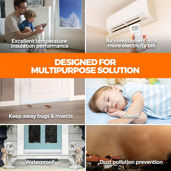 1pc Silicone Door Draft Stopper, Under Door Draft Blocker, Insulator Door Sweep Weather Stripping, Noise Stopper, Strong Adhesive 39" Length