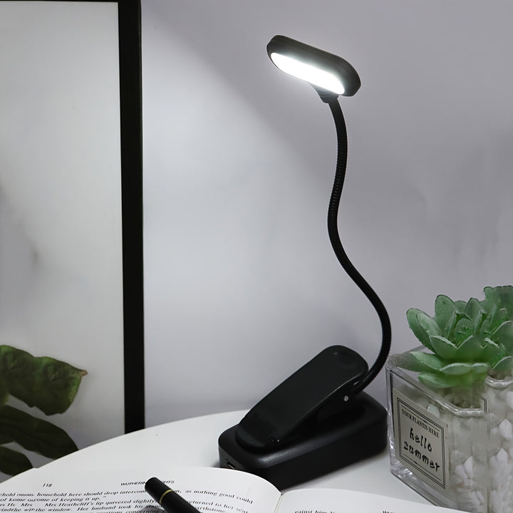 1pc Clip On Book Light, Battery Powered Flexible Hose Table Lamp, Desktop Small Reading Lamp, Portable Small Night Light For Room Decor