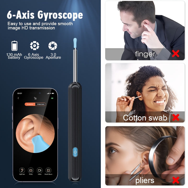 [Wi-Fi Ear Cleaner] INSKAM Wi-Fi Enabled 1080P Ear Wax Removal Tool with Camera, Ear Cleaning Kit, Rechargeable Lithium Battery, 6 Spoons, Ear Tweezers for Ear Care