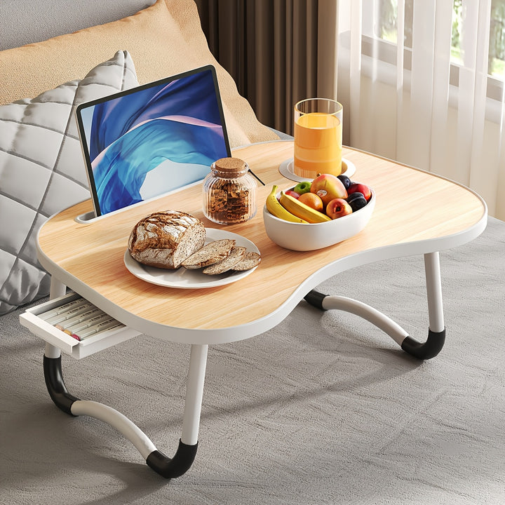 Portable Laptop Bed Table With Cup Holder, Multifunctional Tray Holder With Tablet Card Slot