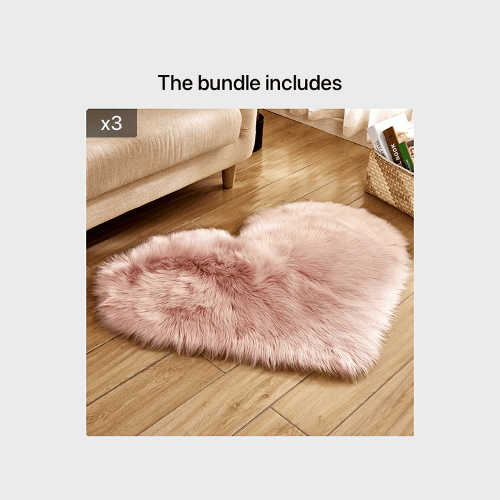 Heart Shaped Fluffy Shaggy Faux Fur Rug - 1pc Plush Carpet for Living Room Bedroom Sofa - 50*60cm/19.68*23.62in Area Mat