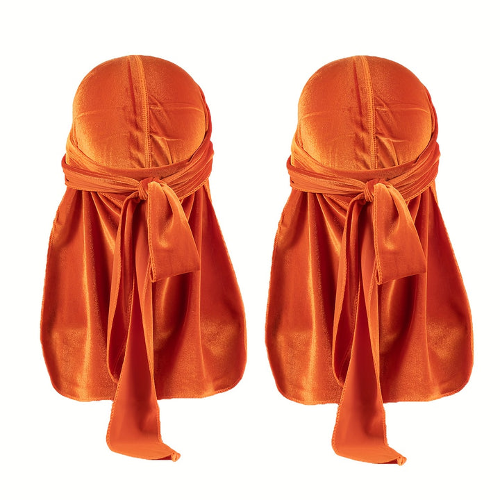 Durags en velours pour hommes - Longue queue, brillant, bonnet pour cheveux stylés