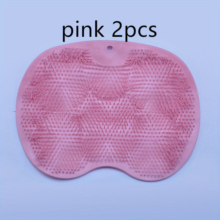 Dual-Texture Exfoliating 1pc Pink Scrubber Pad - Foot & Back, 11.8" - Non-Electric, Durable Plastic/Rubber, Ideal for Bathroom/Kitchen/Outdoor - Enhances Soap Suds Lathering