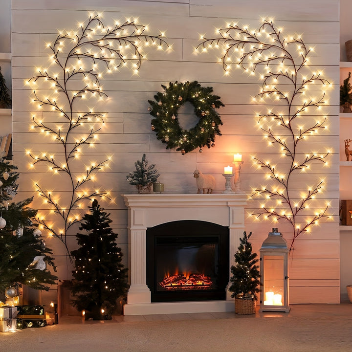 1pc 96LEDS Luces de Vides de Sauce Flexibles, Luz de Árbol de Abedul Blanco, Luz Decorativa de Árbol de Ratan de 8 Modos, Luz Nocturna Decorativa de Ambiente Interior para Sala de Estar, Fiesta Festival, Regalo Perfecto para Cumpleaños Navidad Hal