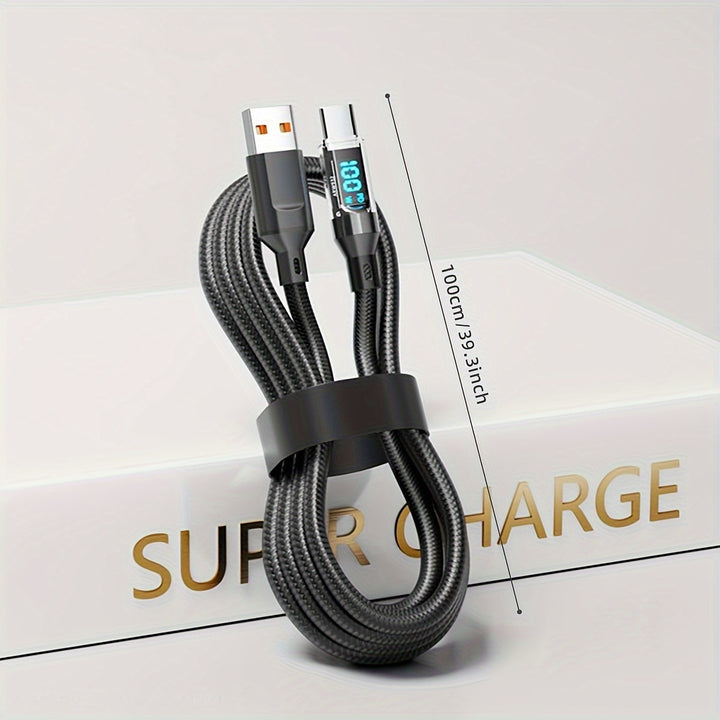 Cable de carga USB tipo C ultrarrápido de 120 W OOZCC con indicador de alimentación LED - PVC/nylon duradero, forma redonda