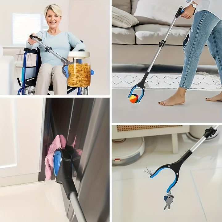 Outil de saisie extensible léger de 33 pouces - Outil de saisie pliable pour seniors avec mâchoires rotatives à 360° pour un ramassage facile des déchets et une assistance à la mobilité