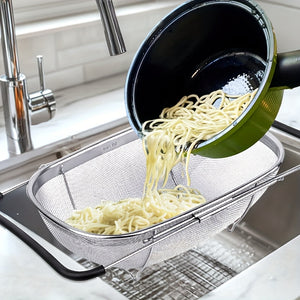 Expandable Stainless Steel Filter with Fine Mesh And Drain Basket - Suitable for Vegetables And Fruits, Kitchen Essentials, Food Safety, Filtered Vegetables, father gift