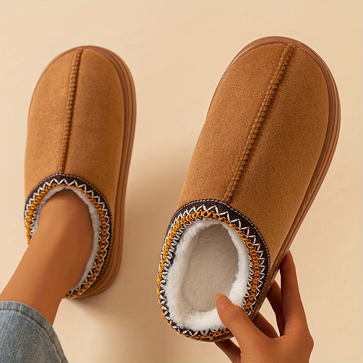 Winter Indoor and Outdoor Solid Color Thick Sole Anti-slip Lightweight and Warm Indoor Women's Slippers