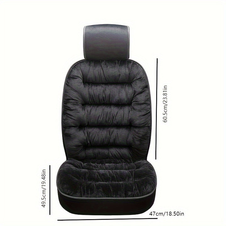 Thickened Plush Car Seat Cushion for Winter - Universal Front Single Seat Mat with Backrest - Compatible Seat Cover