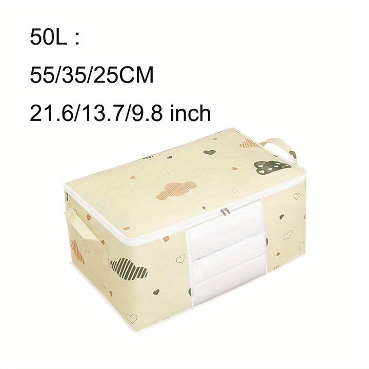 [Large Storage Bag] Large Capacity Clothes Storage Bag | Reinforced Handle, Thick Fabric, Suitable for Quilts, Blankets, Bedding, Foldable with Sturdy Zipper, Transparent Window