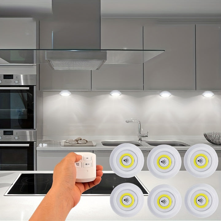 6pcs/3pcs/1pc Smart Wireless LED Under-Cabinet Lights COB Night Light With Remote Control For Wardrobe, Kitchen & More