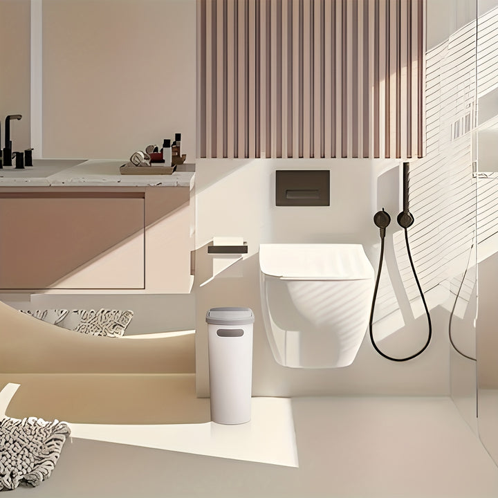 2/1pc Cubo de Basura para Baño, Papelera de Plástico Compacta y Duradera con Mangos Integrados, Fácil de Limpiar, a Prueba de Óxido, Diseño que Ahorra Espacio, Ideal para Espacios Pequeños en el Baño, Lavandería y Oficina en Casa.