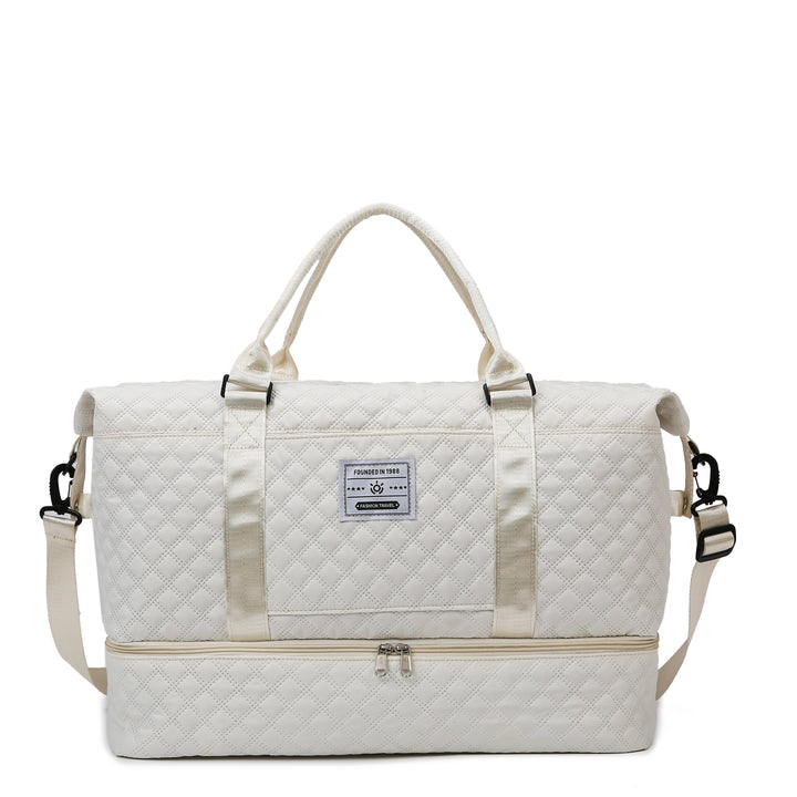 Large Capacity Water-Resistant Travel Duffle Bag - Fashionable Polyester Gym Yoga Tote with Adjustable Strap, Zipper Closure, Polyester Lining - Hand Washable