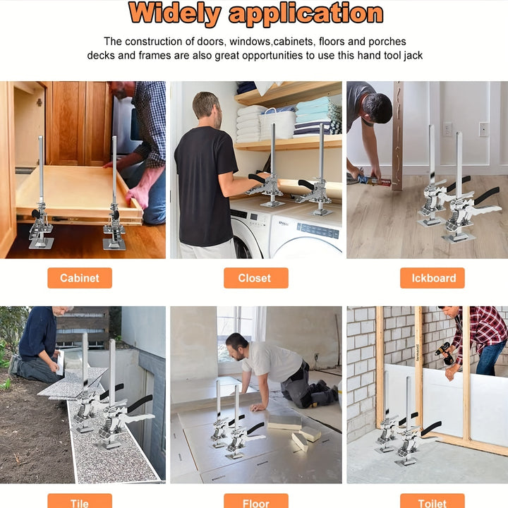 2pcs NewShark Adjustable Height Arm Tool Lift – Multi-Function Wall Tile Locator & Cabinet Jack Board Lifter with Black Foam Grip Handles, Labor-Saving Device for Door Panels & Heavy Objects