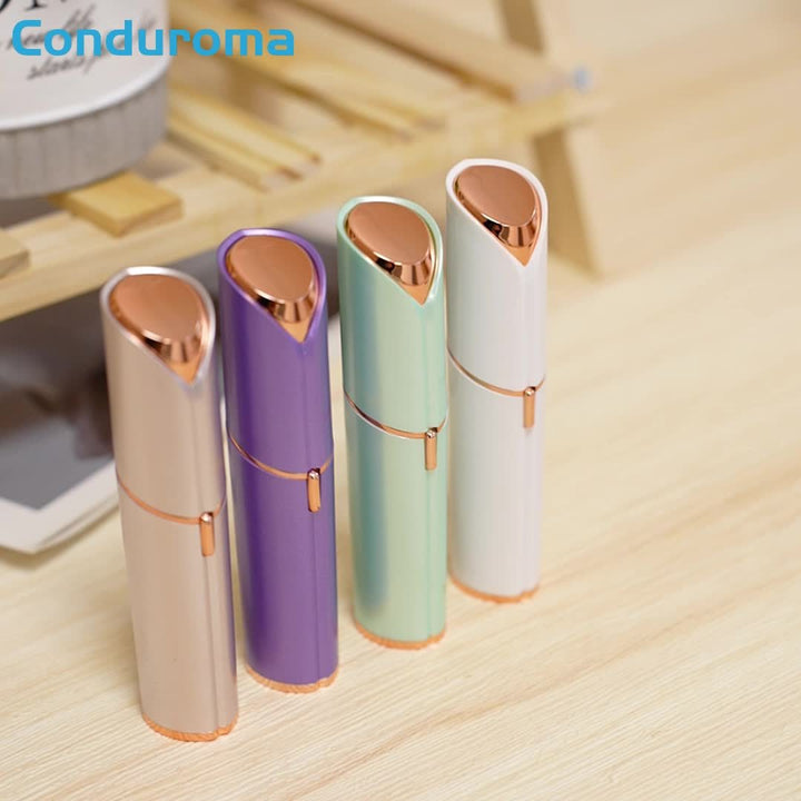 Conduroma Women's Painless Facial Hair Remover - Cordless, AA Battery-Powered (Not Included), with Elegant Metallic Finish - for Face, Upper Lip, Chin, Bikini Line - Travel-Friendly Grooming Tool, Sleek Design, Smooth Finish