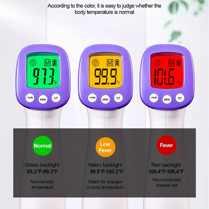 WWDOLL Infrared Forehead Thermometer for Adults - Non-Contact for Formula, Cold & Flu, And Body Temperature (Batteries Not Included, 2x4AAA Batt. Req.) - Accurate Sensor, Fast Response, Fever Alarm, Memory, LCD Display - Idea