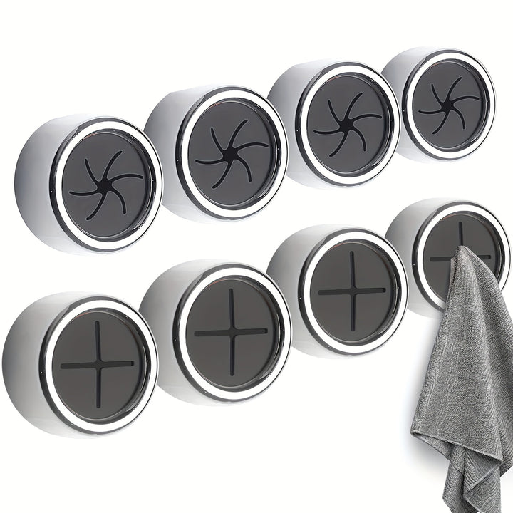 1/3/8pcs Kitchen Towel Holder, Self Adhesive Wall Dish Towel Hook, Round Wall Mount Towel Holder For Bathroom, Kitchen And Home, Wall, Cabinet, Garage, No Drilling Required