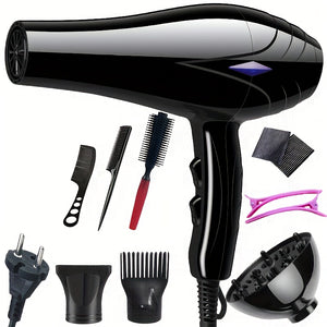 Professional Hair Dryer With European Plug High Power Salon Blow Dryer With Diffuser, Nozzles, And Styling Accessories