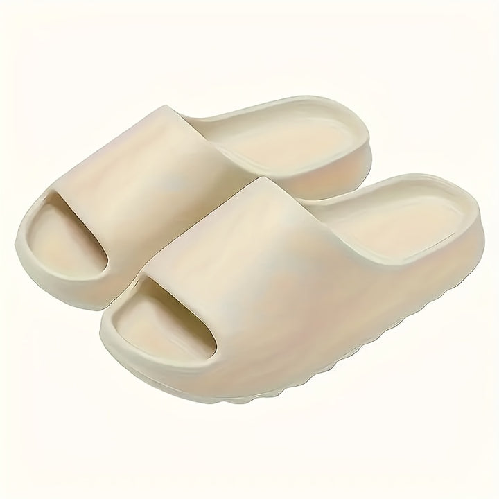 [Comfortable Soft Slides] Soft Slides - Preppy Style Unisex Comfortable All-Season Slip-On Slippers with Anti-Slip Textured Design, EVA Upper/Inner/Sole/Insole, Solid Color from Fuzhou