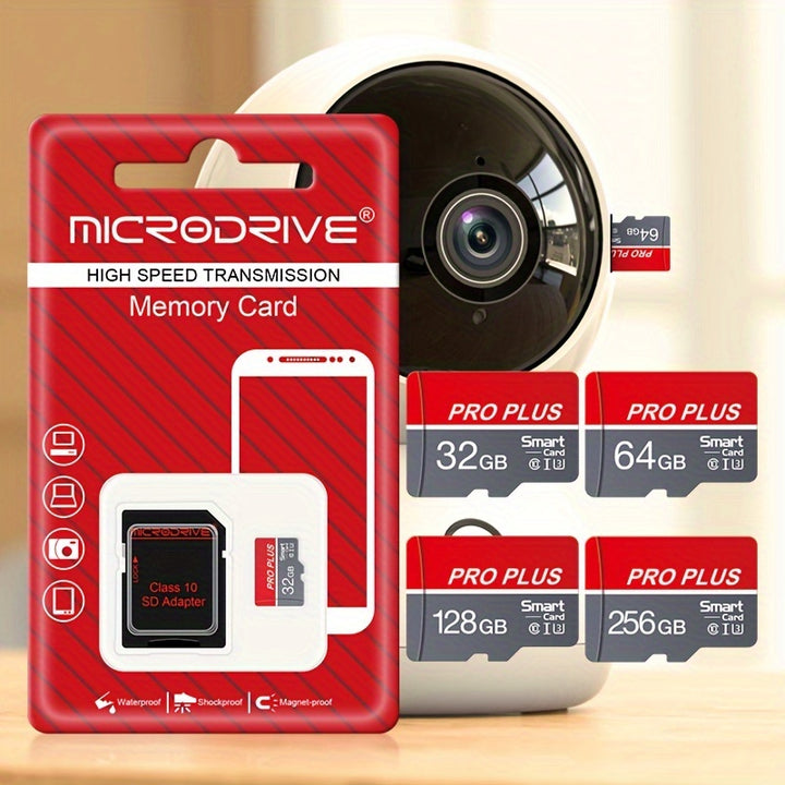 MICRODRIVE Pro Plus Memory Card/TF Cards - High-Speed Class 10 U3, Red & Gray, Available in 4GB to 256GB - Reliable Performance for Smartphones, Tablets & More, MICRODRIVE