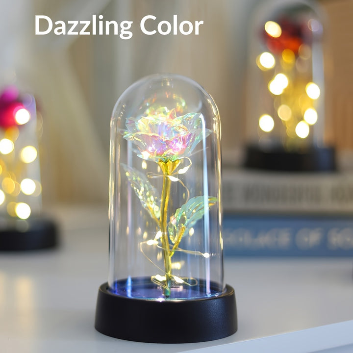 Romantic Red Rose LED Night Light - Battery-Powered, Modern Floral Decorative Lamp for Bedroom & Party Ambiance