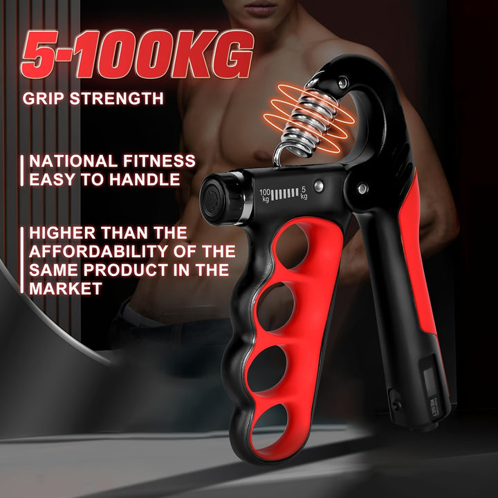 1pc Adjustable Forearm Grip Strength Trainer - Grip Strengtheners with Digital Counter for Five Fingers, 11-220 Ibs Resistance, Ergonomic Design for Hand Strengthening and Rehabilitation