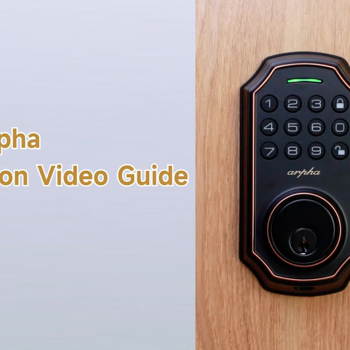 [Smart Keyless Entry Door Lock] Arpha Smart Keyless Entry Door Lock - Auto Lock/Unlock, 100 Code Anti-Peek Combination, Easy Installation, Low Battery Alarm, Strong & Heavy Zinc Alloy, Black & Orange, for Secure Home Access,