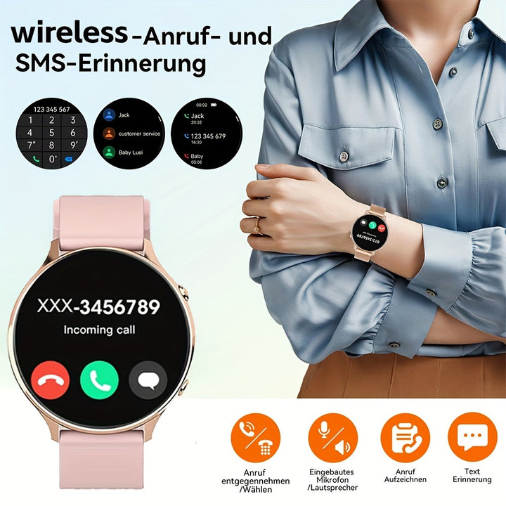 1 Stück LITTLE MEATBALL Smartwatch mit kabellosem Anruf & SMS, minimalistisches Design, 1,32" TFT-Bildschirm, 360x360 Auflösung, wasserfest, 19 Sportmodi, Musikplayer, Schlaftracker, Schrittzähler, magnetisches Laden, 260mAh wiederaufladbar