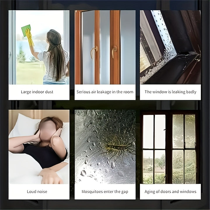 1 roll of weather protection self-adhesive window sealing strip - plastic waterproof, windproof and windproof strip, sound insulation tape, used for windproof, dustproof, rainproof and noise reduction, 472 inches