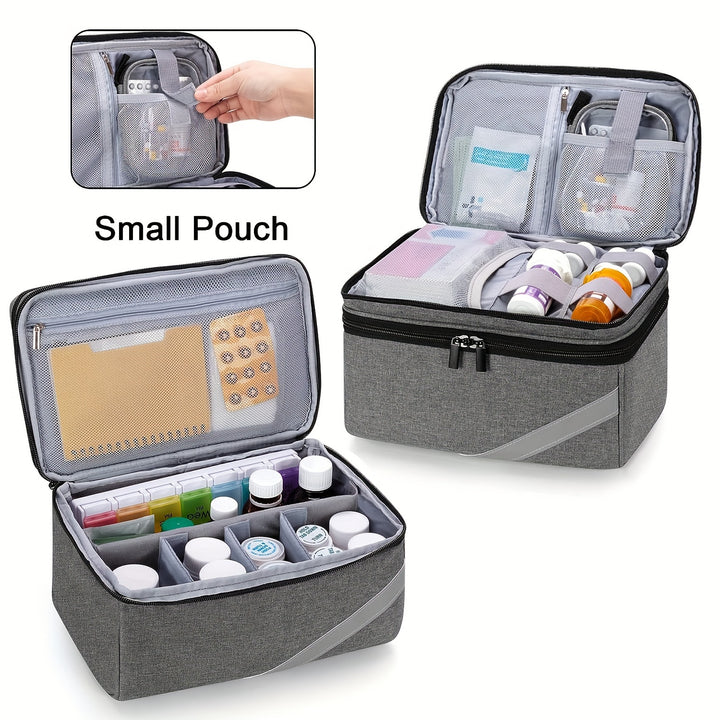 Portable Polyester Medicine Storage Bag Organizer, Empty Pill Bottle Pouch for Home, Office, School, Outdoor Travel - Durable & Compact