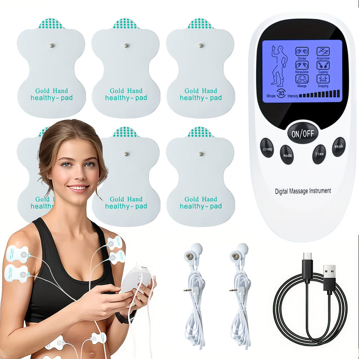 CESLIFF TENS + EMS Dual Channel Muscle Relief Pulse Massager With 8 Electrodes For Shoulder, Shoulder And Back Pain, Knee Muscle Relief, Injury Recovery, Portable Design, Perfect Gift For Family And Friends!