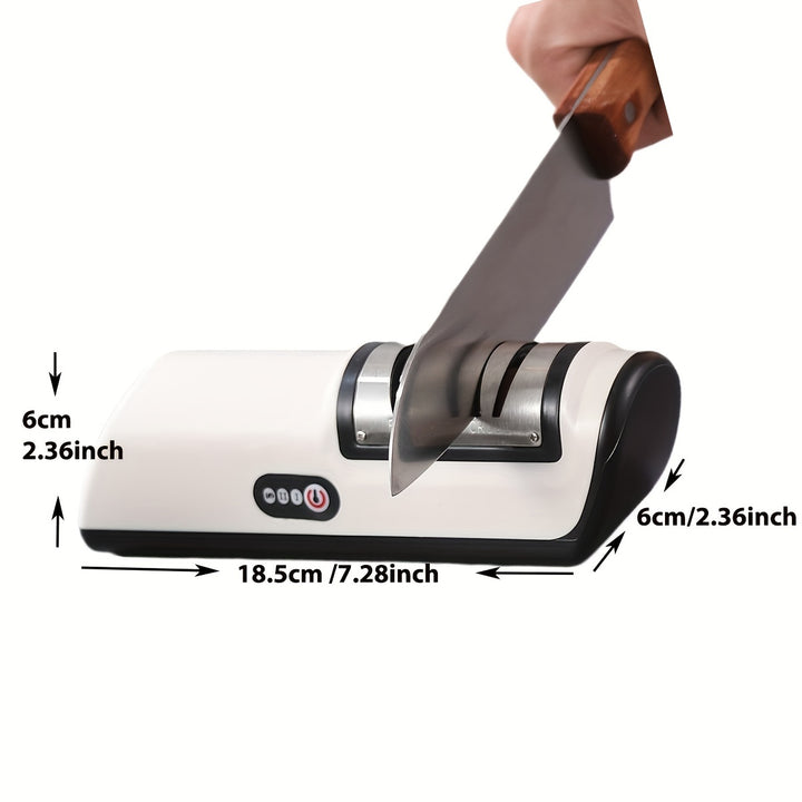 USB Rechargeable Electric Knife Sharpener - 2-Stage, Adjustable Speeds for Chef & Kitchen Knives, Fits Ceramic & Steel Blades