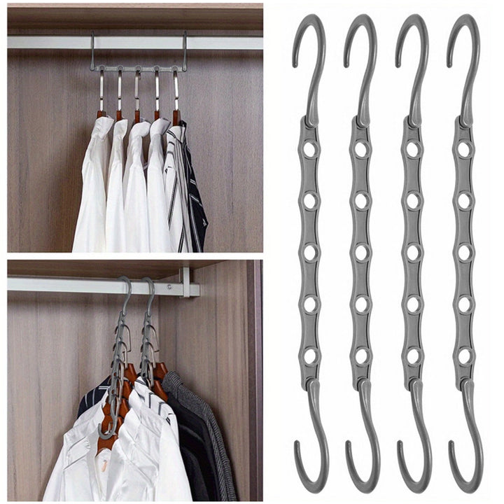 6 Pack Magic Hangers - Ultra-Durable Closet Space Saver - Effortlessly Organize Heavy Clothes with Multi-Functional Sturdy Plastic Hangers - Maximize Storage, Ideal for Coats & Dresses