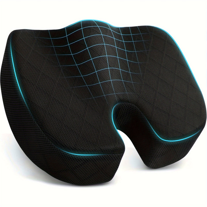 [Ergonomic Memory Foam Cushion] U-Shaped Ergonomic Memory Foam Seat Cushion, Non-Slip Bottom, Tailbone Support Pillow, 18"X14"X3", Durable Polyester Fabric, Suitable for Office Chairs and Car Wheelchairs