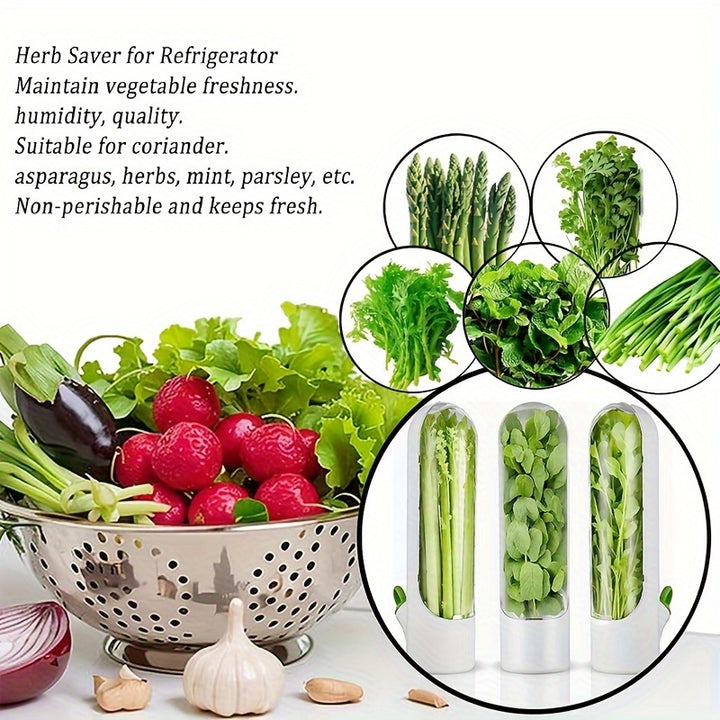 [1/2pcs Fresh Herb Preservation Pod] 1/2pcs Vegetables Preservation Pod Herb Preservation Vegetables Fresh Coriander Container Suitable For Refrigerator, Keep Bottle Herb Preservation, For Mint Refrigerator Storage, Keep Gree