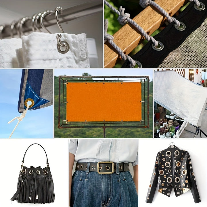 Complete Eyelet Punch Set with 200pcs 10mm Rings - Ideal for DIY Tarpaulin, Faux Leather & Waterproof Fabric Projects, Sewing & Crafting Essentials