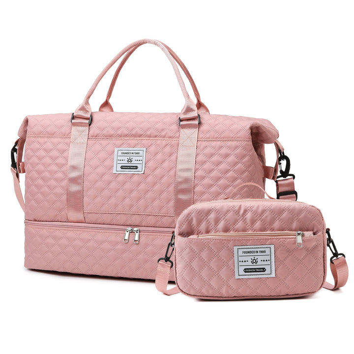 Large Capacity Water-Resistant Travel Duffle Bag - Fashionable Polyester Gym Yoga Tote with Adjustable Strap, Zipper Closure, Polyester Lining - Hand Washable