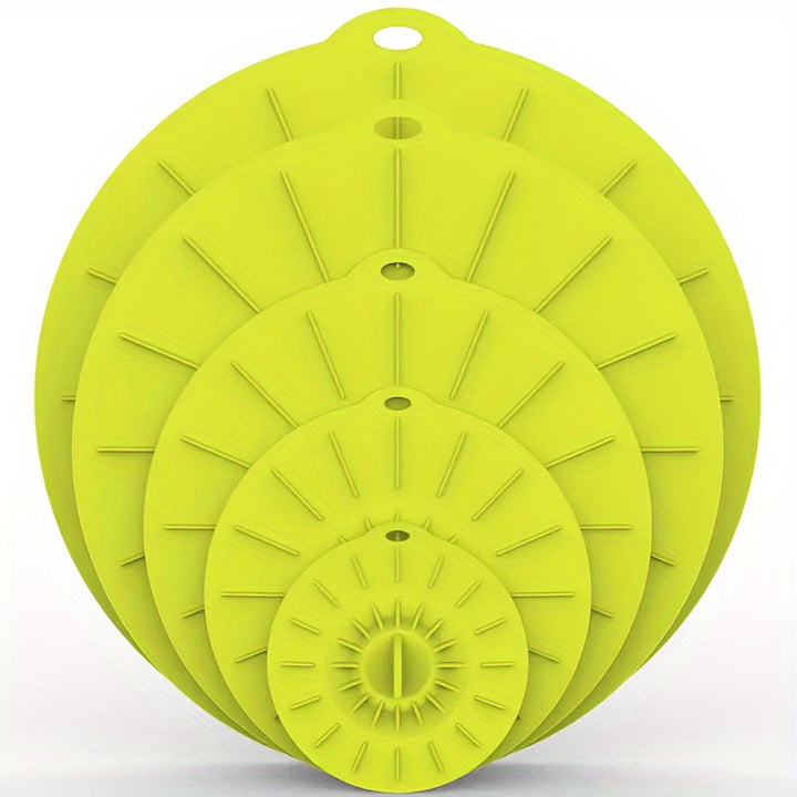 [Heat Resistant Silicone Covers] 5pcs Heat Resistant Silicone Microwave Covers - Reusable Suction Lids for Bowls, Cups, Plates, Pots & Pans - Oven, Fridge & Freezer Safe, Dishwasher Safe, Easy to Clean - Fits Various Sizes (4
