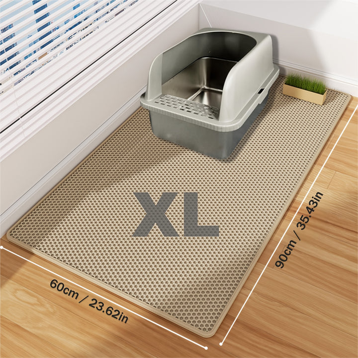Extra-Large Double-Layer Cat Litter Mat Made of EVA Material, Designed to Prevent Splashes And Leaks, Keeping Litter Contained. It Is Non-Slip, Washable, Waterproof, Odor-Resistant, And Easy to Clean - Perfect for Litter Boxe