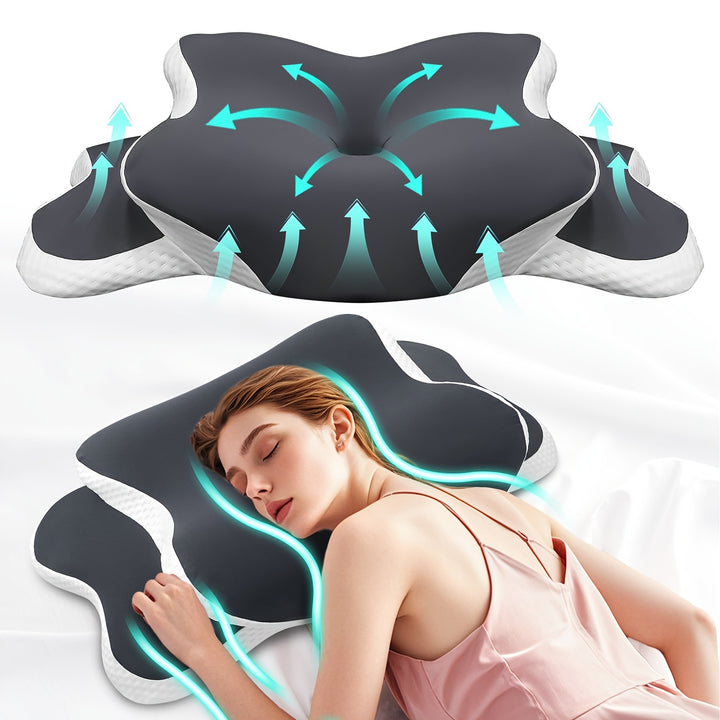 Coussin de cou en mousse à mémoire ergonomique pour un sommeil confortable et un soutien du cou.