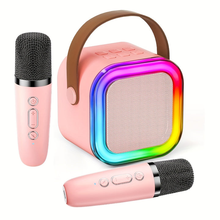 [Enceinte Portable] Mini Machine à Karaoke | Enceinte portable avec 2 microphones sans fil | Fêtes d'anniversaire, Divertissement familial