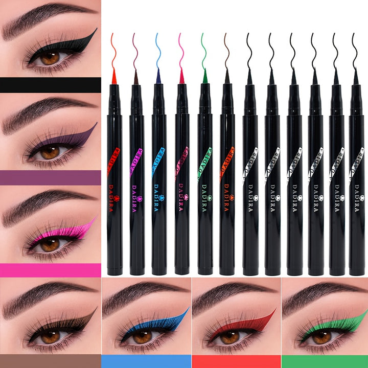 [Waterproof Smudge-Resistant] 12pcs Eyeliner Makeup Set | Waterproof, Smudge-Resistant, Easy To Apply | Ideal For Valentine's Day & Mother's Day & Christmas & Halloween And Other Gatherings | Includes 7 Vibrant Colors + Black