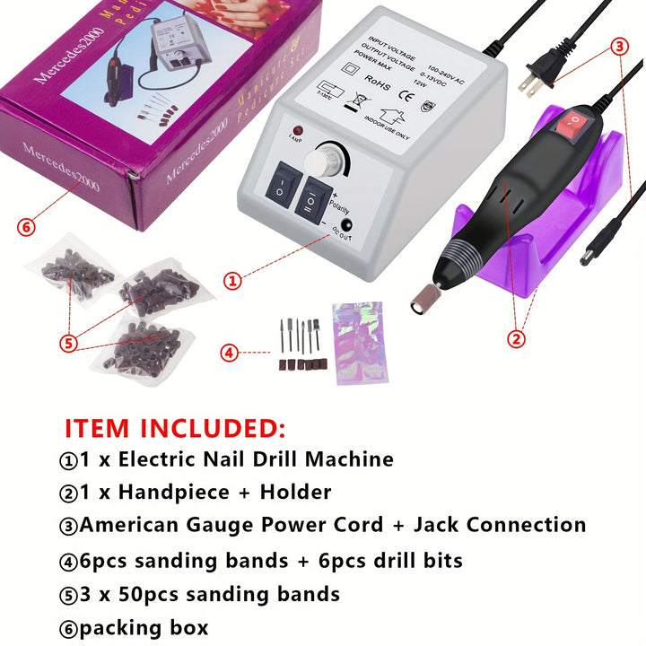 156pcs Professional Electric Nail Drill Machine Set - Low Noise, Vibration-Free, Adjustable Speed, LED Light, Ergonomic Design - For Acrylic Nail, Gel Art, Nail Polish Remover, Pedicure, Glazing, Polishing, and Grinding